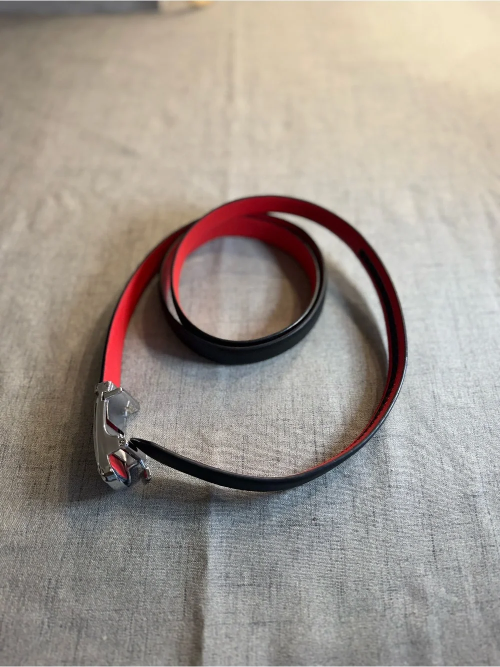 Men’s Black‎ & Red Saffiano Leather 1” Ratchet Belt Automatic Track Big Tall 52